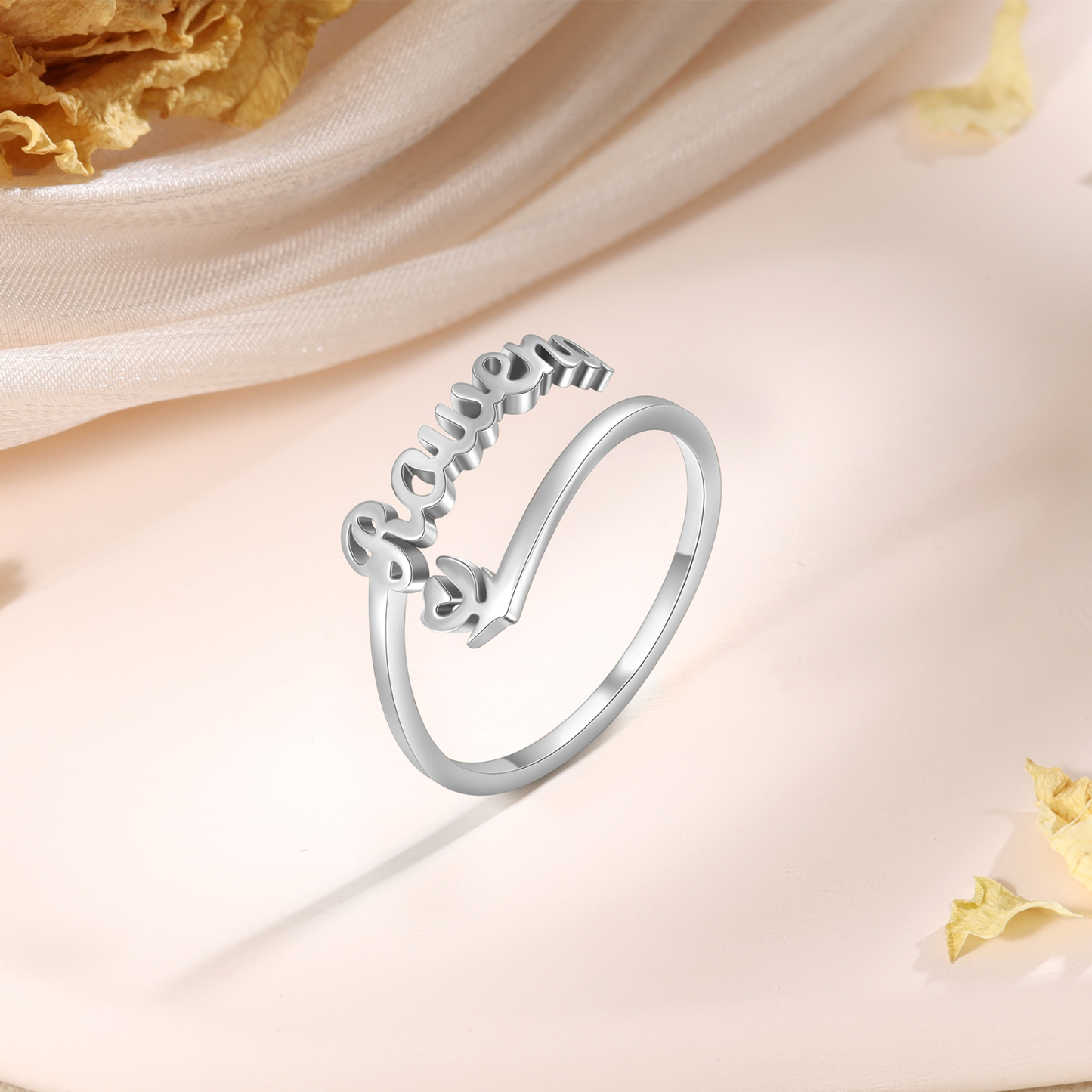 Personalised Name Ring with Heart Custom One Name Classic Rings for Her-Jessemade AU