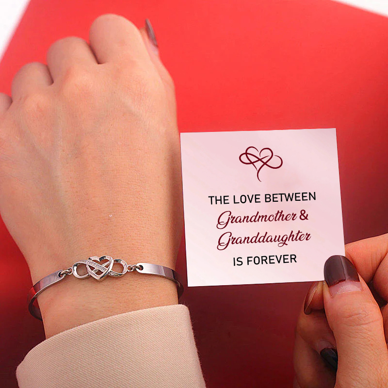 The Love Between Grandmother & Granddaughter Is Forever Infinite Heart Bangle Bracelet-Jessemade AU