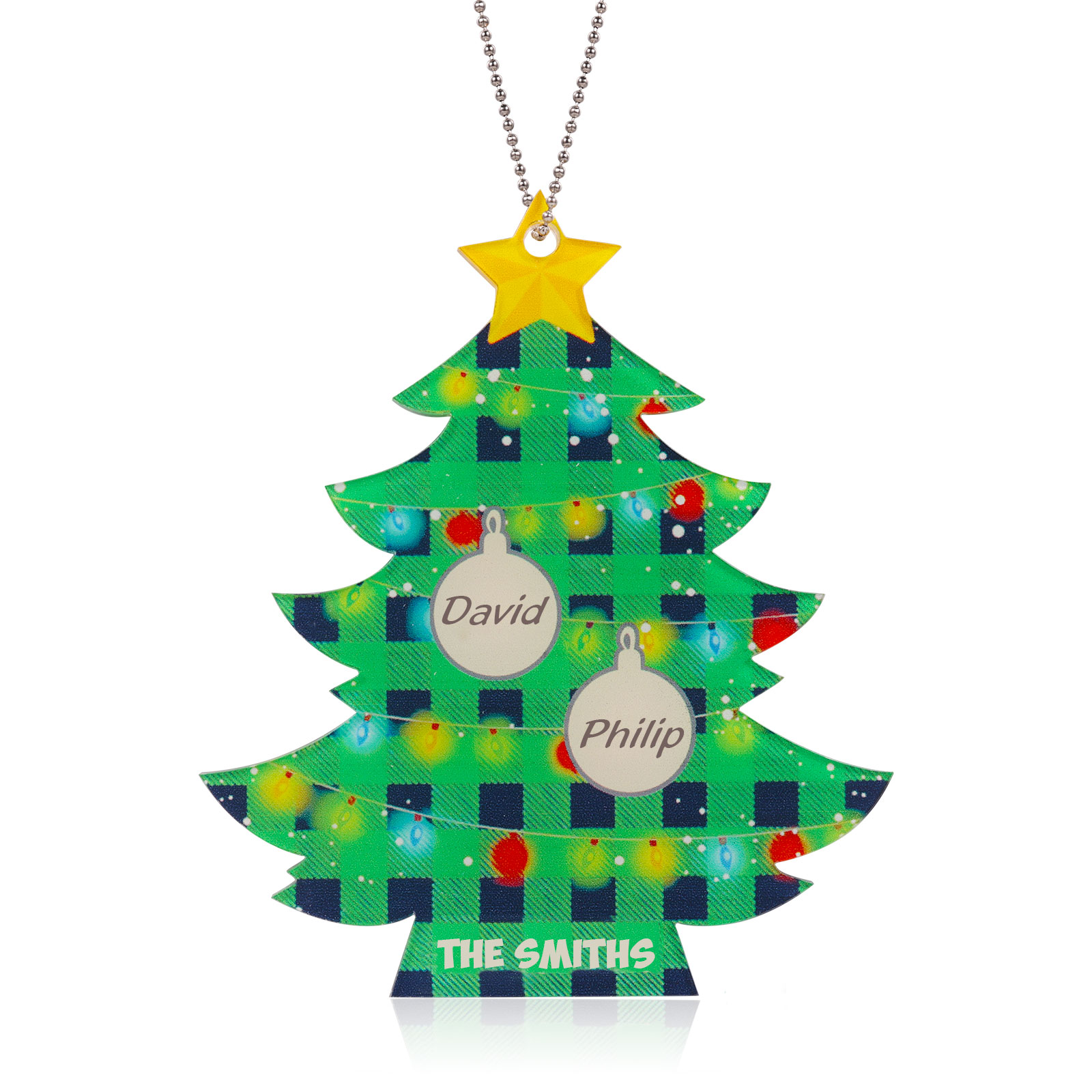 2 Names - Personalised Acrylic Christmas Tree Ornaments Customised Text & Name Xmas Pendant Gifts for Family Friends-Jessemade AU