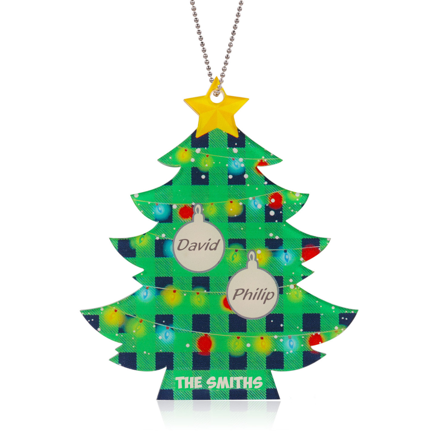 2 Names - Personalised Acrylic Christmas Tree Ornaments Customised Text & Name Xmas Pendant Gifts for Family Friends-Jessemade AU