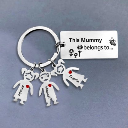 Personalised Family Keychain with 3 Kid Charms Engrave Names-Jessemade AU