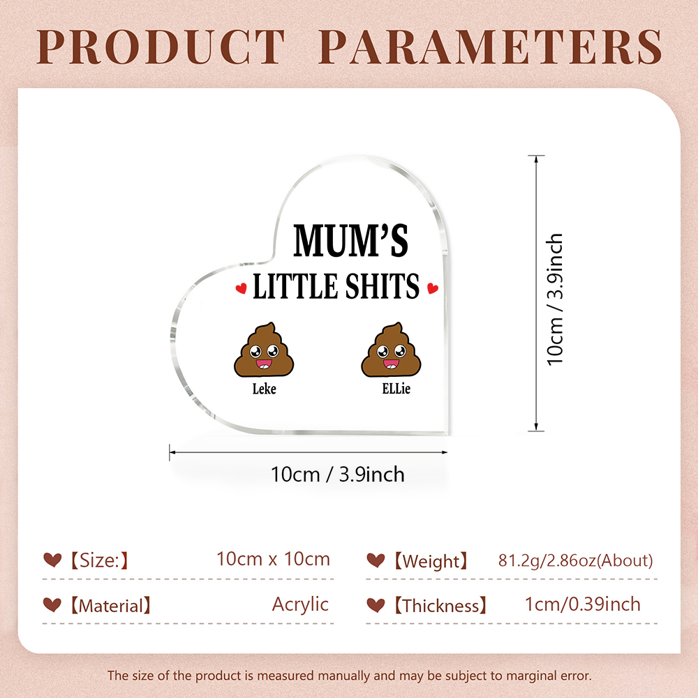 2 Names - Personalised Acrylic Heart Keepsake Custom Name Ornaments Mother's Day Funny Gifts for Mum-Jessemade AU