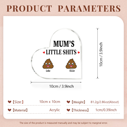 2 Names - Personalised Acrylic Heart Keepsake Custom Name Ornaments Mother's Day Funny Gifts for Mum-Jessemade AU