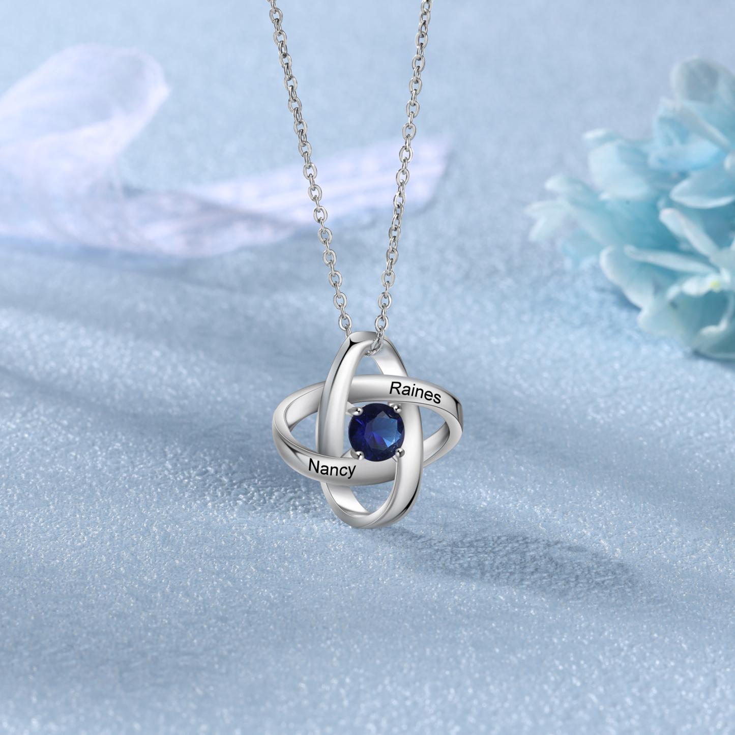 Personalised Necklace With 1 Birthstone Engraved Names Gift For Her-Jessemade AU