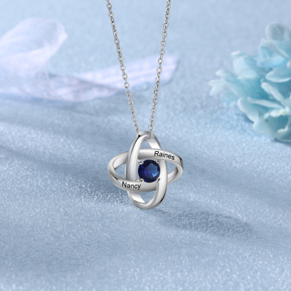 Personalised Necklace With 1 Birthstone Engraved Names Gift For Her-Jessemade AU
