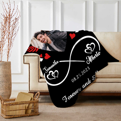 Couple Infinity Blanket Customised 2 Names & Date & Photo Blanket Valentine's Day Gifts - I Love You Forever And Always-Jessemade AU
