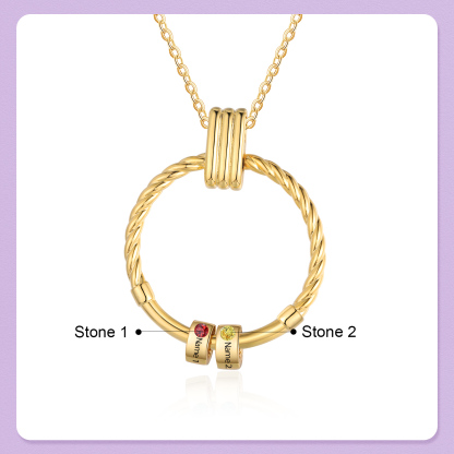 2 Names - Personalised Circle Pendant Necklace Custom Birthstones & Names Necklace Birthday Gift for Her-Jessemade AU