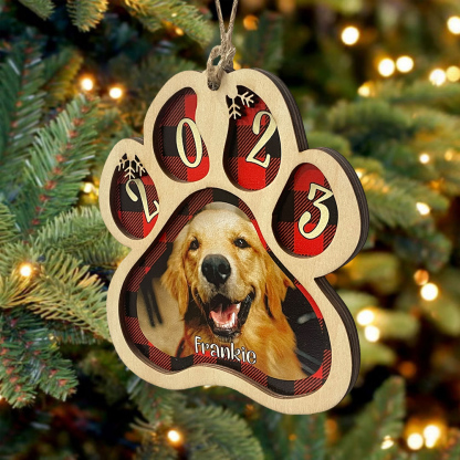 Personalised Christmas Dog Paw Ornament Custom Name & Photo & Year Christmas Gifts-Jessemade AU