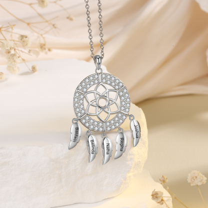 Personalised Dream Catcher Necklace Custom 5 Names Necklace Gifts For Her-Jessemade AU