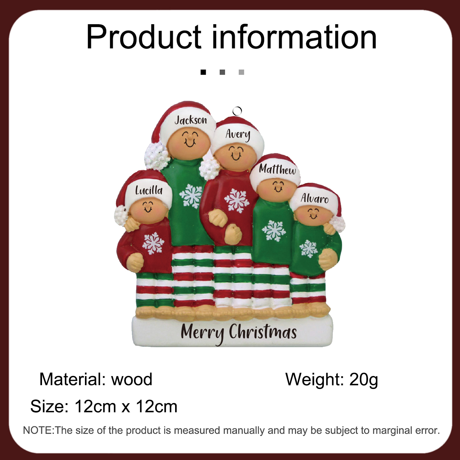 5 Names - Personalised Christmas Ornaments Custom Text Wooden Xmas Ornaments Gifts for Family Friends-Jessemade AU