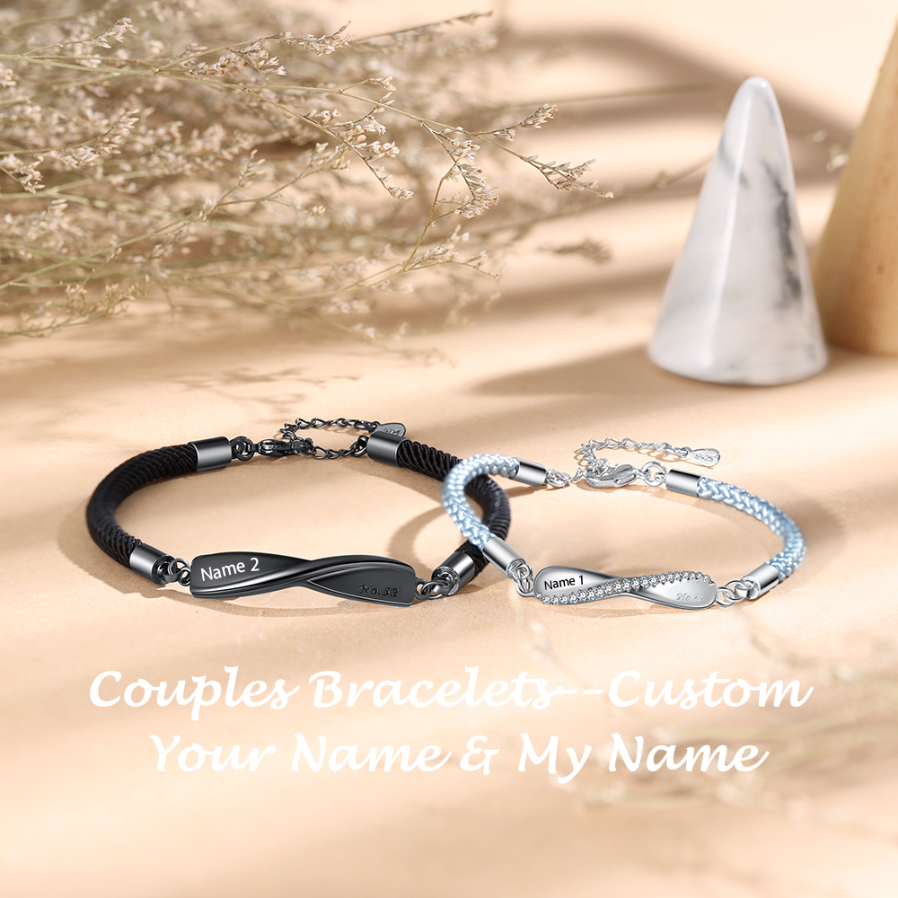 Customised Couple Bracelets Engrave Names Matching Bracelet Love Gifts-Jessemade AU