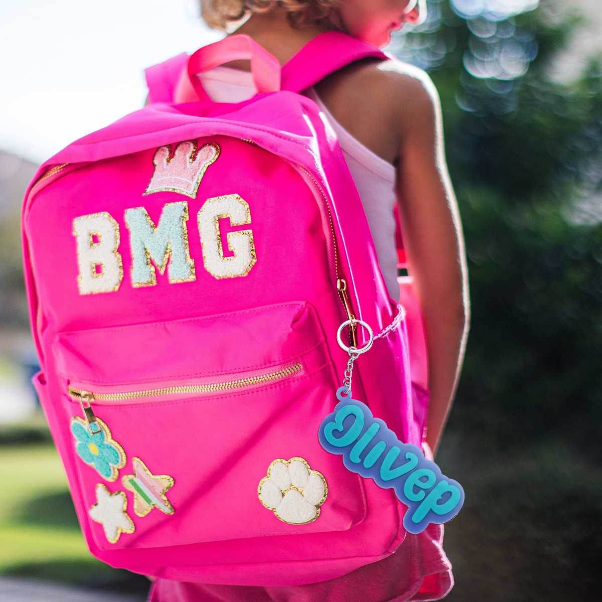 Customise 1 Name Keychain Blue Keychain Back to School Gifts for Kids-Jessemade AU