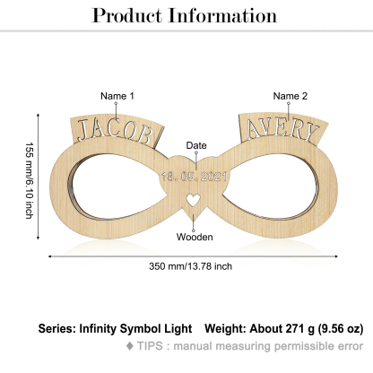 Custom Infinity Name Night Light Engraved Wood Lamp-Jessemade AU