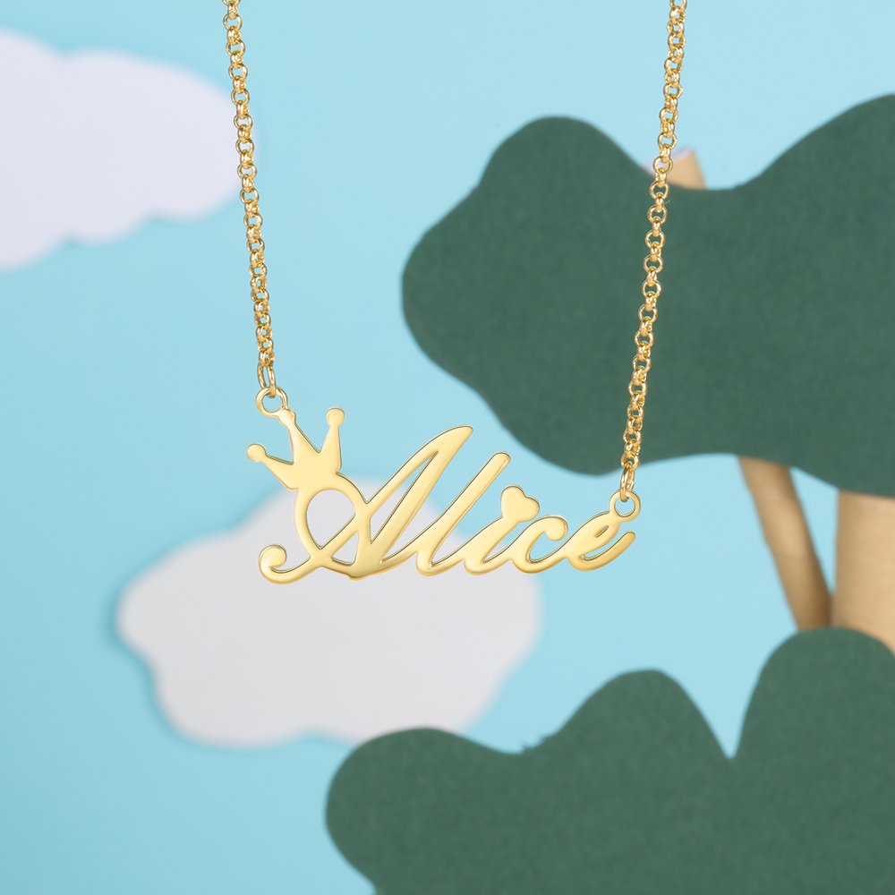 Personalised Crown Name Necklace Custom Name Classic Necklace for Kids-Jessemade AU