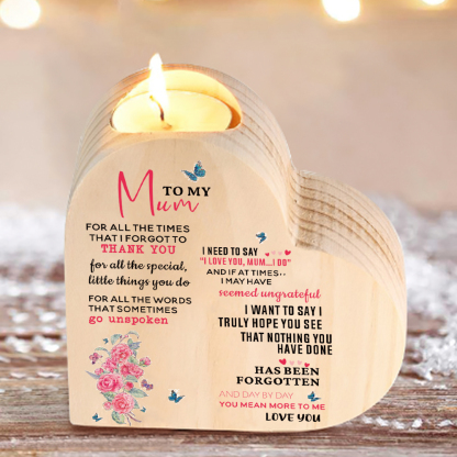To My Mum-Wooden Heart Candle Holder Flower Candlesticks "I forgot to thank you" Gifts For Mother-Jessemade AU