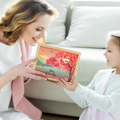 Personalised Frame Night Light Custom 1 Text & 1 Name Pink Family Tree Ornament Gifts for Mother/Grandma-Jessemade AU