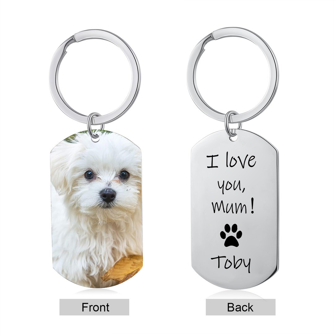 Personalised Mother Photo Keychain "I Love You Mum" Dog Tag Keyring-Jessemade AU