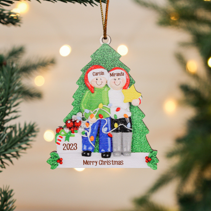 Personalised Couples Christmas Hanging Ornaments Custom 2 Names & Year & Text Wooden Xmas Ornament Gifts for Couples-Jessemade AU
