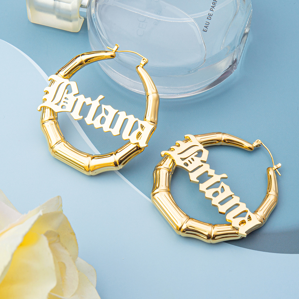 Personalised Name Hoop Earring Customised Crown Name Earrings for Her-Jessemade AU