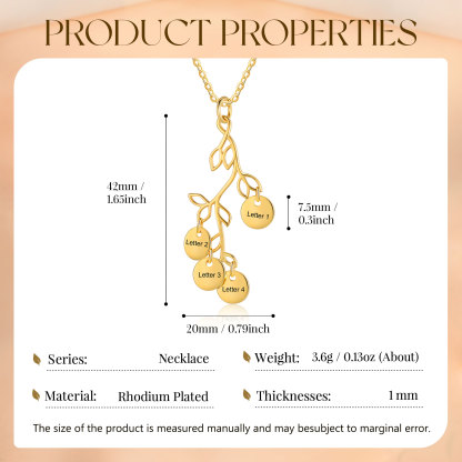 Personalised Branches Pendant Necklace Custom 4 Letters Circle Charm Necklace Gold Birthday Gift for Her-Jessemade AU