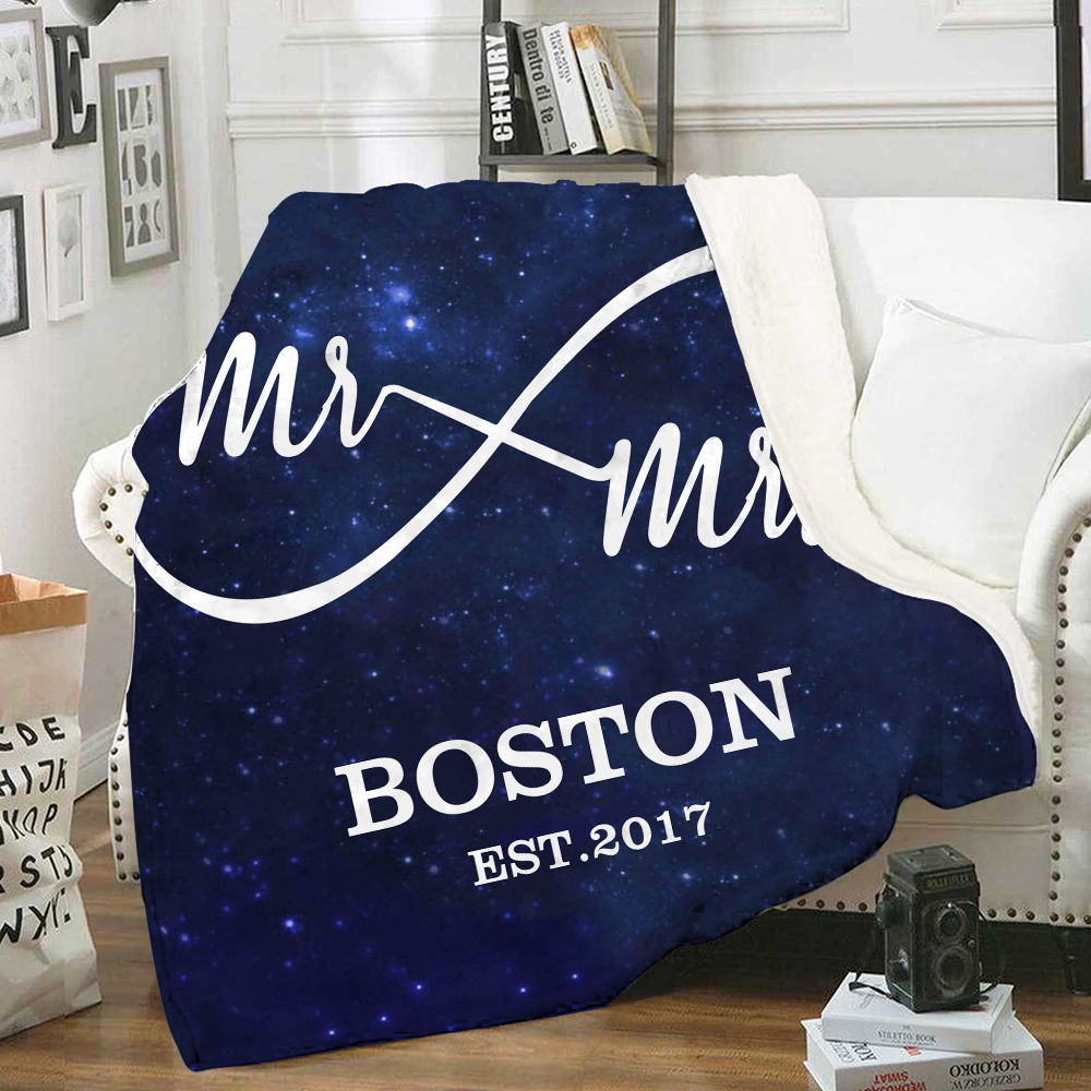 Personalised Couple Blanket Customised 2 Names & Date Blanket Infinity Valentine's Day Gift for Him/Her-Jessemade AU