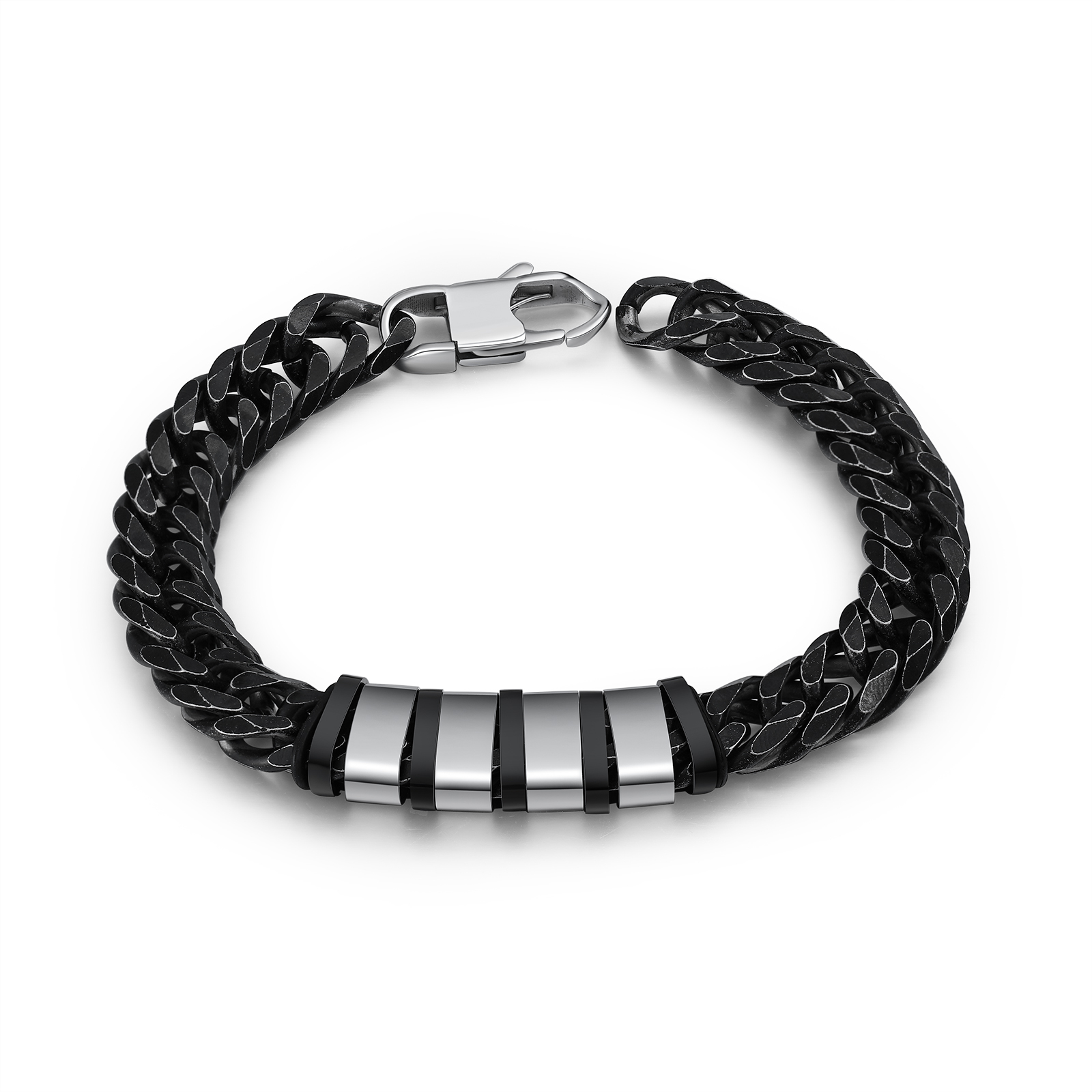 Personalised Black Stainless Steel Bracelet Custom 4 Names Men's Women's Bracelets For Couple-Jessemade AU