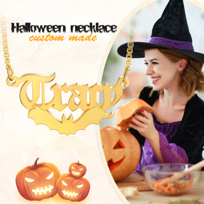 Personalised Halloween Necklace Custom 1 Name Necklace Gift For Women-Jessemade AU