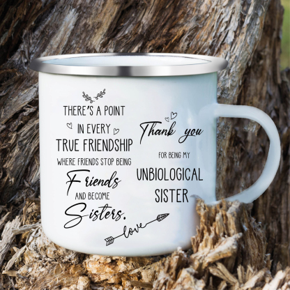 Customised Photo Mug Enamel Cup "Thank You For Being My Unbiological Sister" Personalised Gifts for Besties/Friends-Jessemade AU