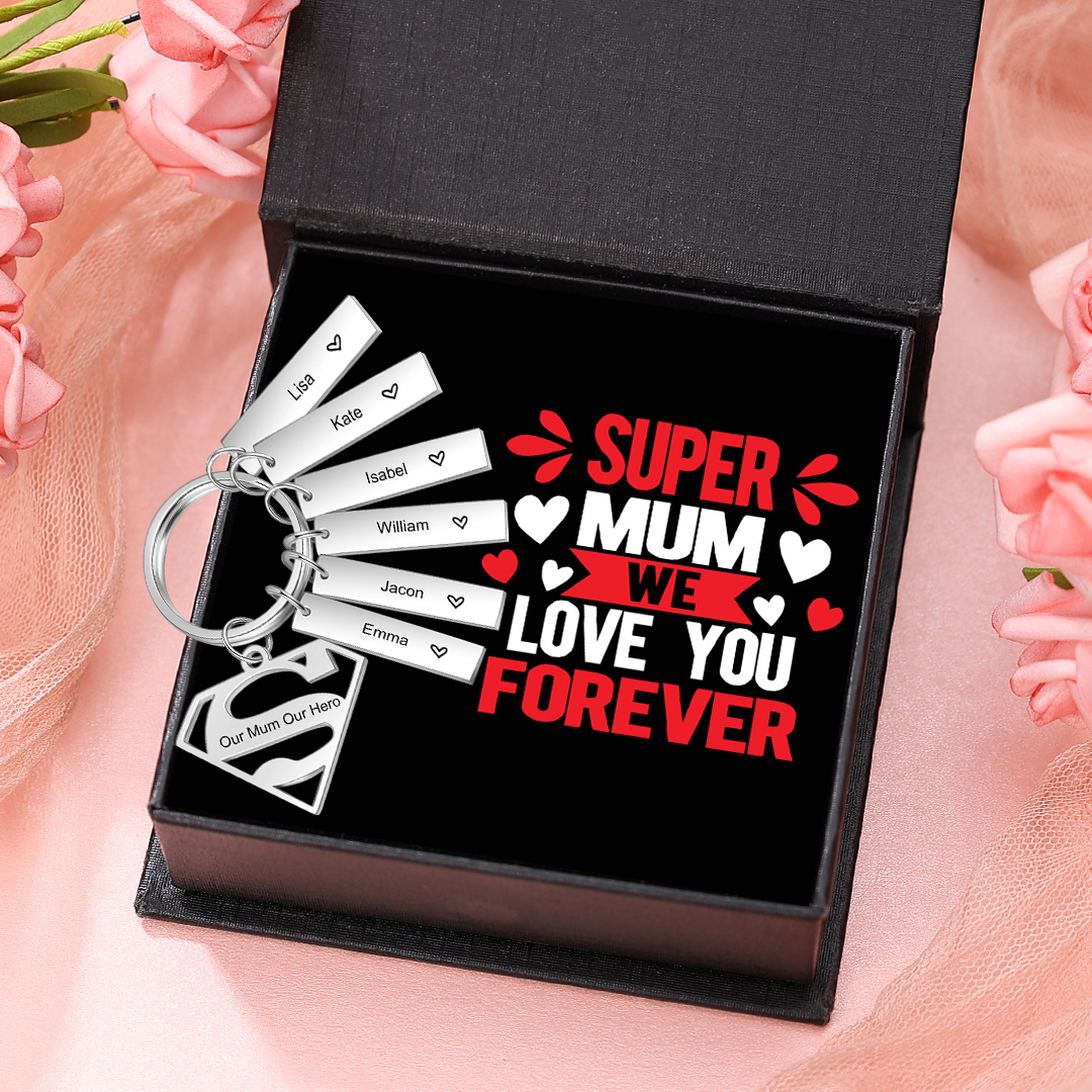 Custom Supermun Sign Keychain Engrave 6 Names For Mum-Jessemade AU