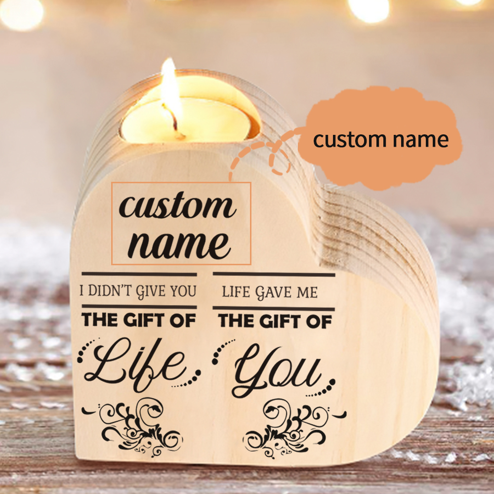 Personalised Wooden Heart Candle Holder "Life Gave Me The Gift of You"-Jessemade AU