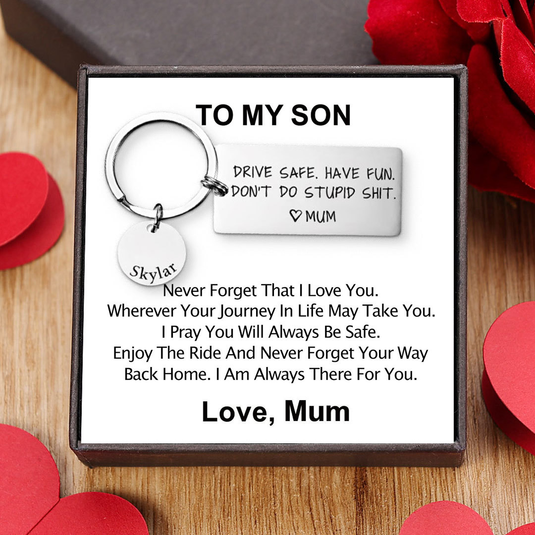 Don't Do Stupid Funny Keychain Custom Name Keyring Drive Safe Have Fun Keychain Gift For Son/Daughter-Jessemade AU