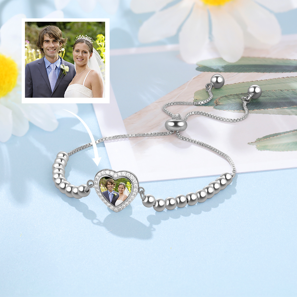 Personalised Heart Photo Bracelet Custom Photo Bracelet Gifts For Her-Jessemade AU