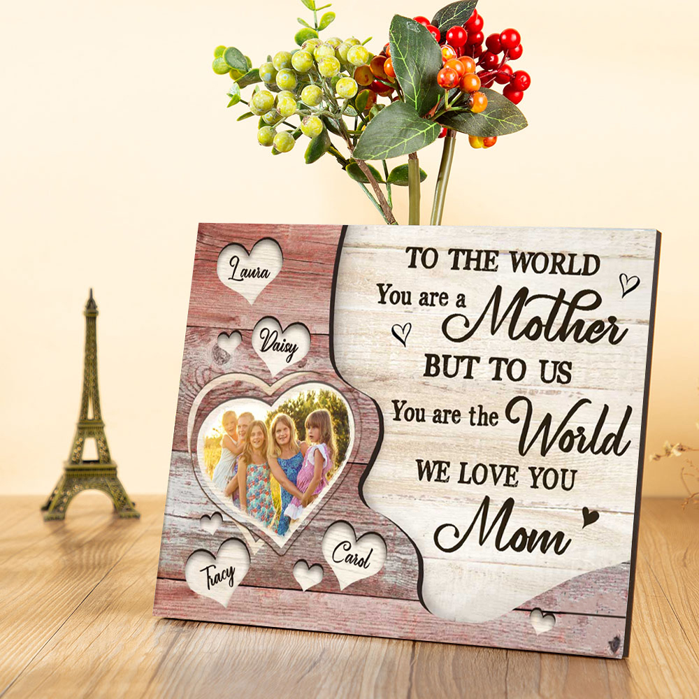 Mother Picture Board Personalised Photo Keepsake With 4 Names Wood Signs Photo Frame Gifts For Mom-Jessemade AU