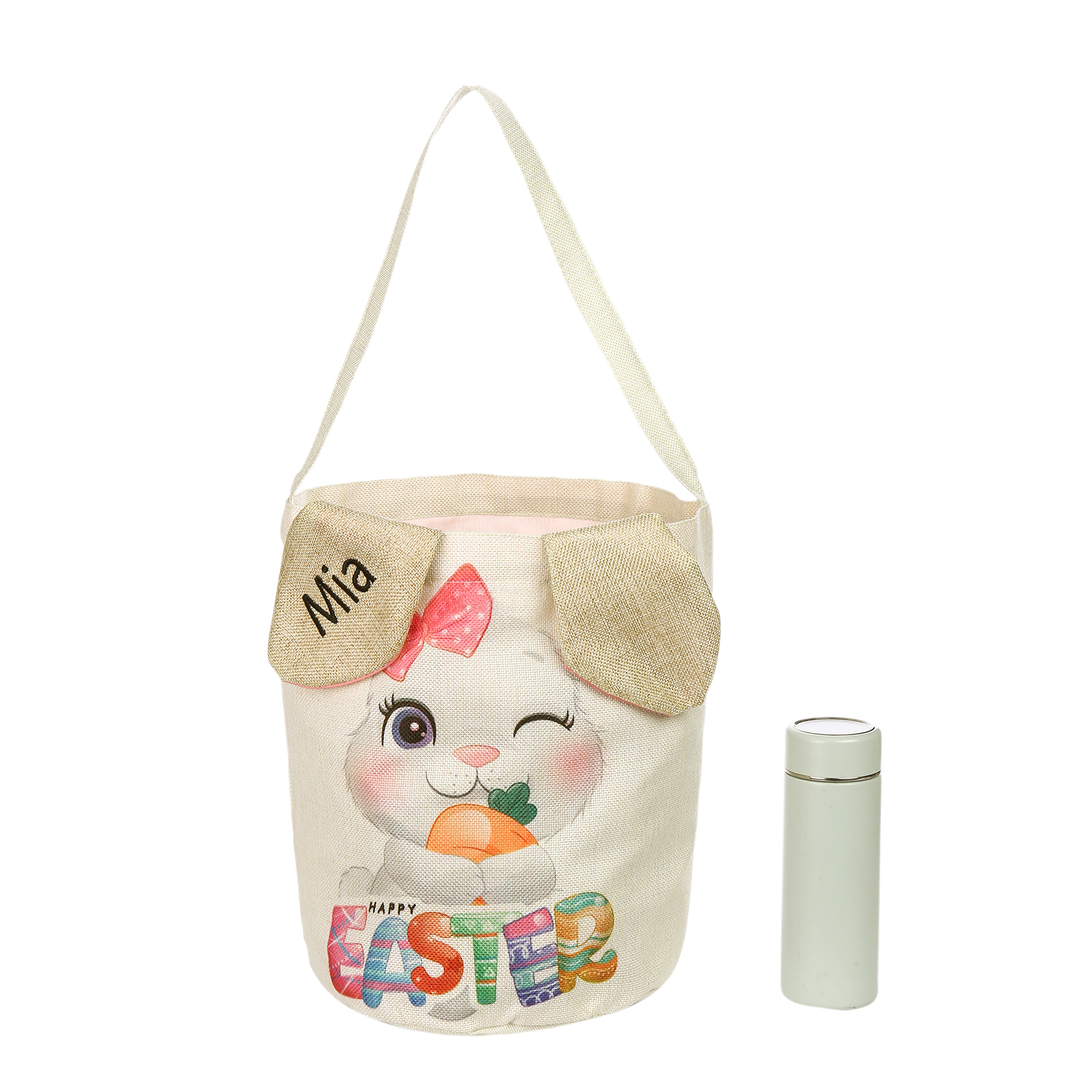 Personalised Bunny Tote Bag Customised with Name Bunny Bucket Bag Easter Gifts-Jessemade AU
