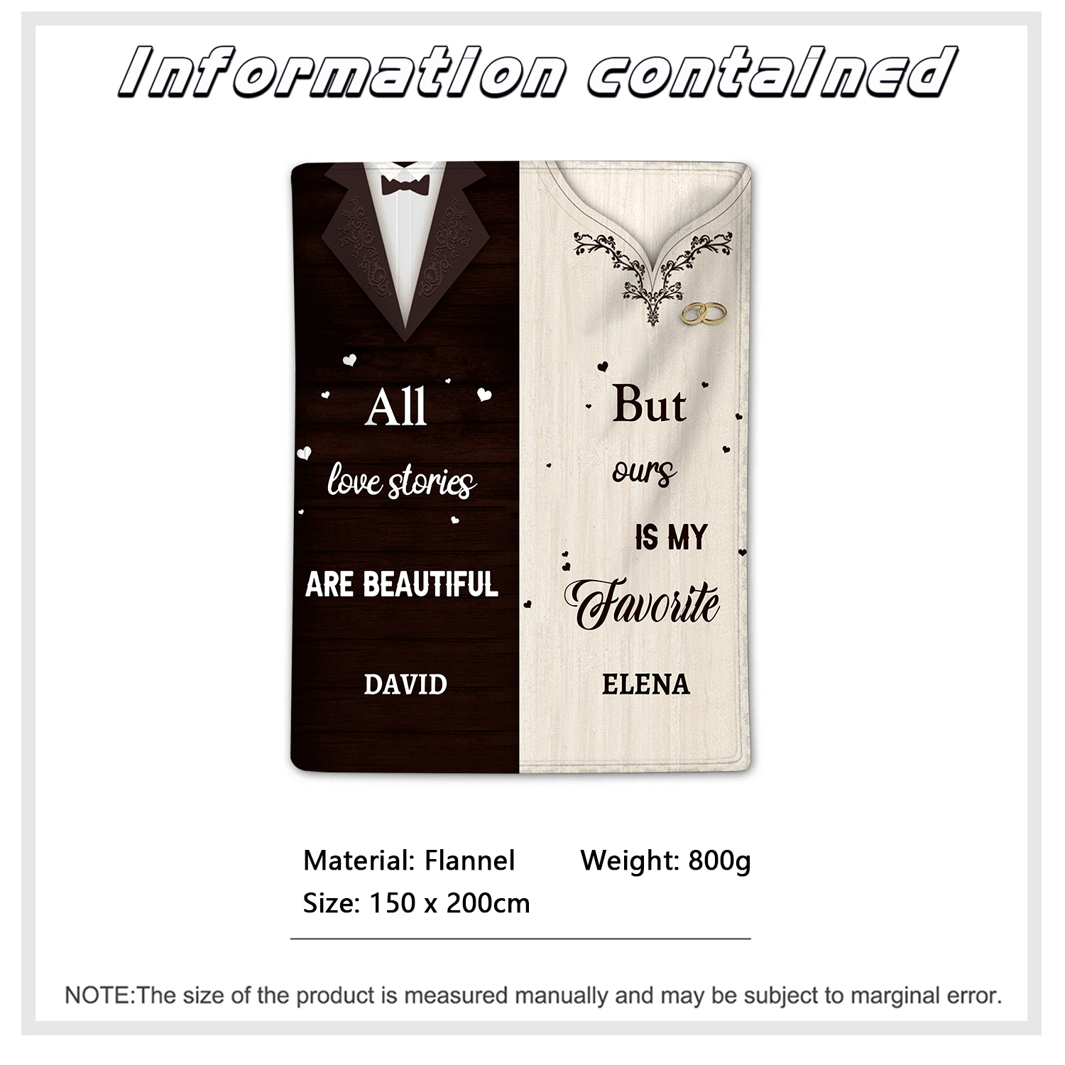 Personalised 2 Names Blanket Valentine's Day Gifts for Couples - All Love Stories Are Beautiful, But Ours Is My Favourite-Jessemade AU