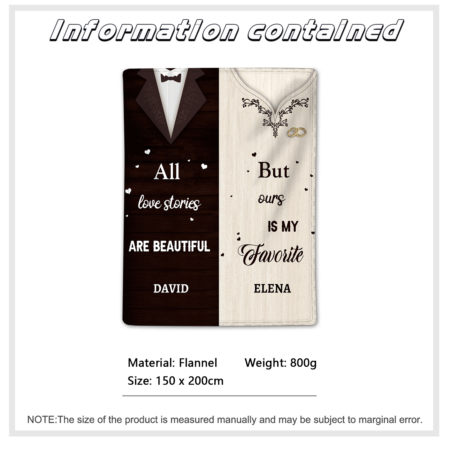 Personalised 2 Names Blanket Valentine's Day Gifts for Couples - All Love Stories Are Beautiful, But Ours Is My Favourite-Jessemade AU