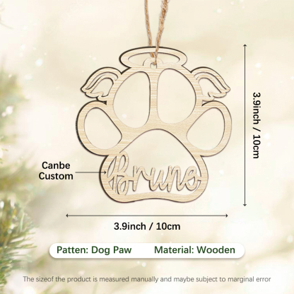 Angel Wings Pet Paw Ornament Personalised Name Wooden Memorial Gifts-Jessemade AU