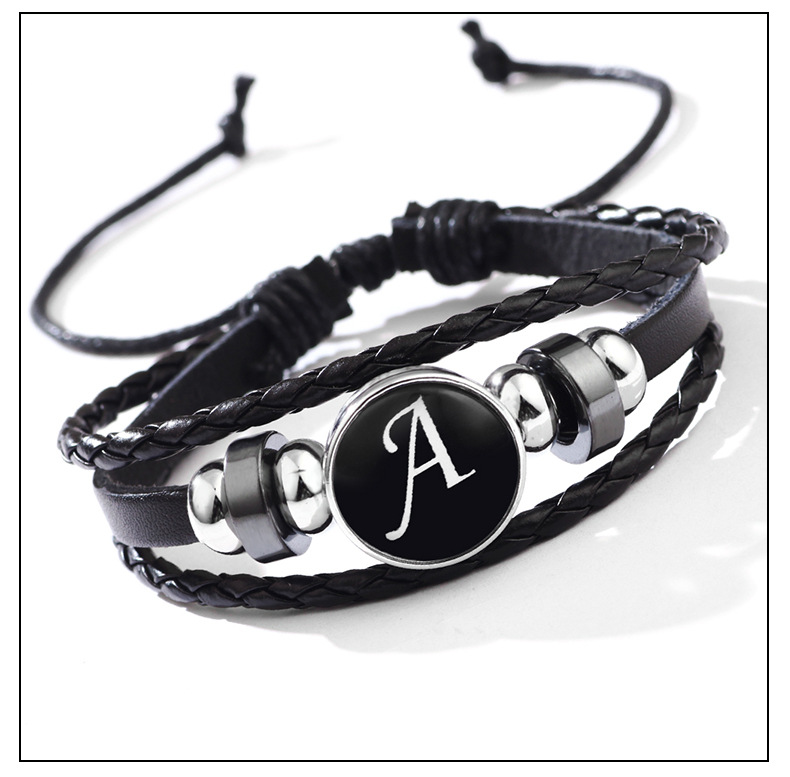 26 Letter Leather Braided Bracelets A-Z Initial Alphabet Beaded Bracelet Gifts for Women Men-Jessemade AU
