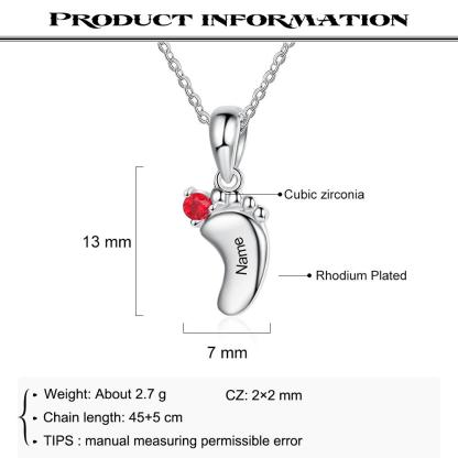 1 Name - To My Mum Baby Feet Necklace Customised with Name & Birthstone Necklace Mother's Day Gifts-Jessemade AU