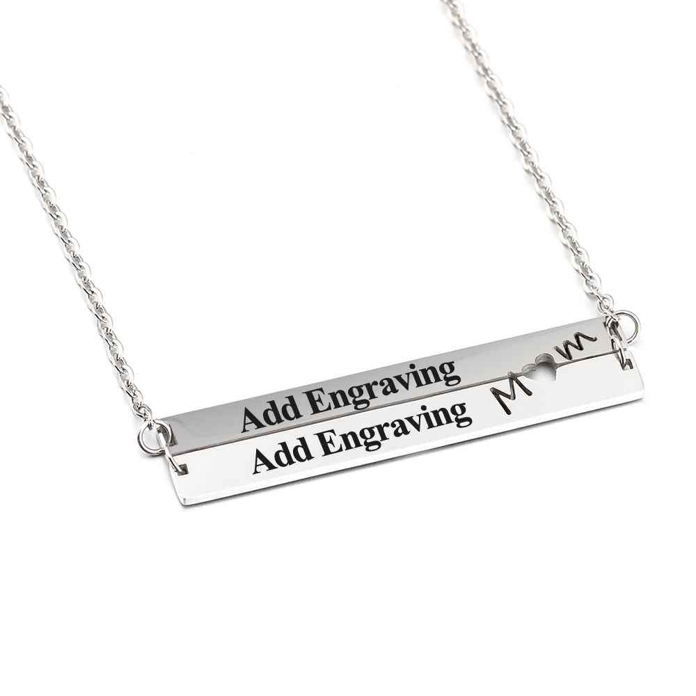 Personalised Horizontal Bar Necklace With Heart-Jessemade AU
