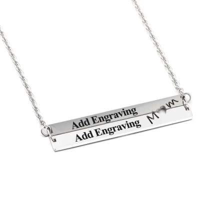 Personalised Horizontal Bar Necklace With Heart-Jessemade AU