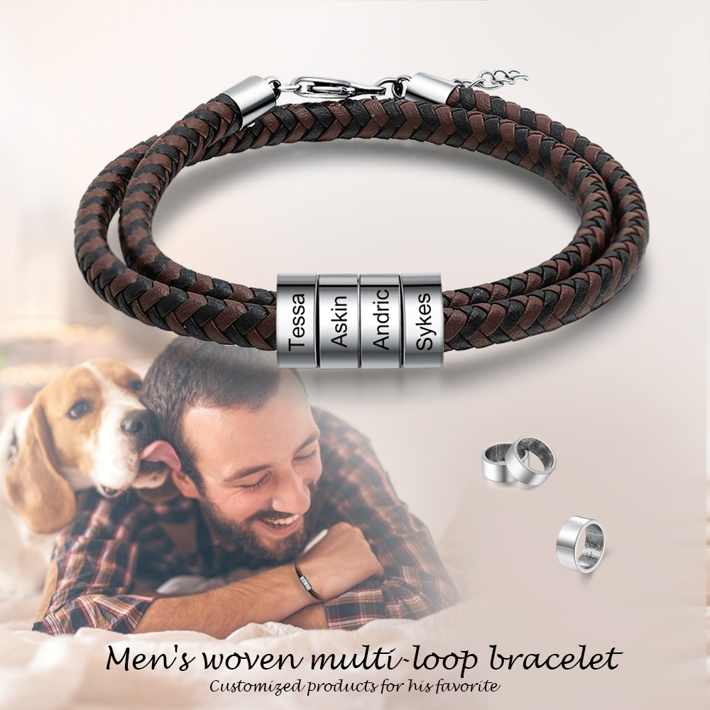 Personalised 4 Beads Men's Bracelet For Him-Jessemade AU