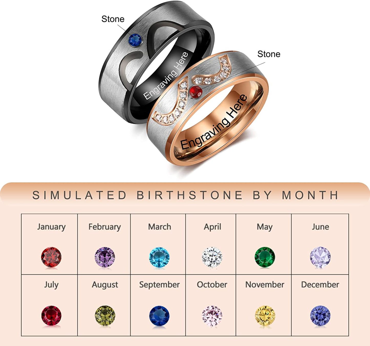 Customised Couple Ring Engrave Love Message Matching Rings Gift for Couple Friends BBF-Jessemade AU