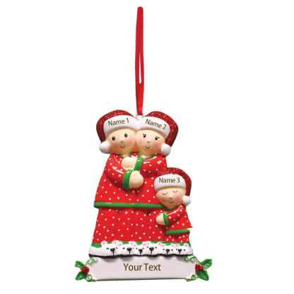 Pajamas Christmas Ornament Custom 3 Names Hanging Ornament Gifts For Family-Jessemade AU
