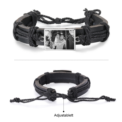 Personalised Photo Bracelet Customised Leather Adjustable Bracelet Gifts for Her Him-Jessemade AU