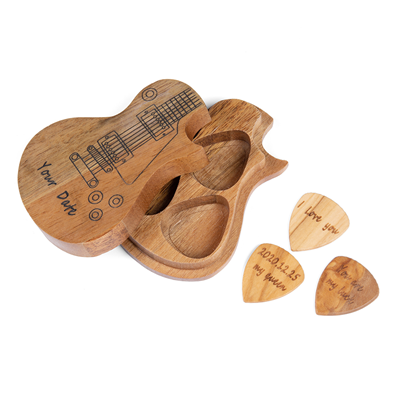 Personalised Guitar Picks Case Plectrum Box 3 Pcs Guitar Pick Wooden-Jessemade AU