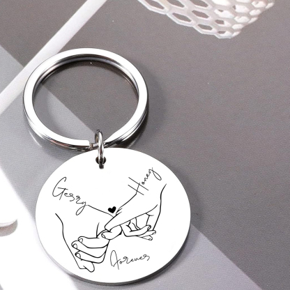 Personalised Round Couple Keychain Custom 2 Names & Text Keyring Valentine's Day Gift For Couples/Friends-Jessemade AU