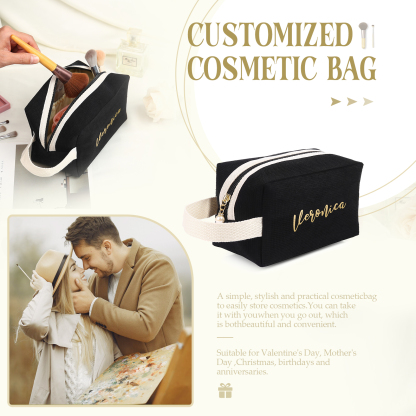 Personalised Name Cosmetic Bag Custom Makeup Bag Zipper Storage Bag Gifts for Ladies Girls-Jessemade AU