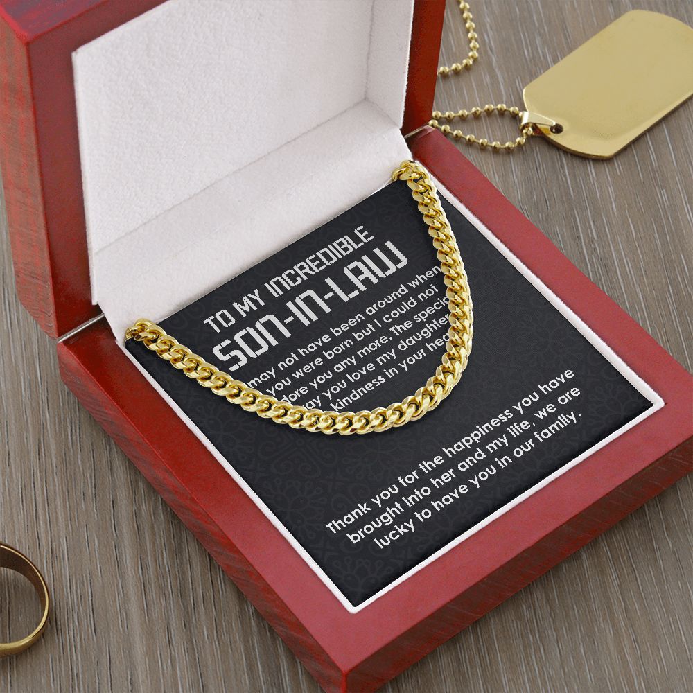 To My Incredible Son-In-Law Necklace Cuban Link Chain Necklace Gift Set - We Are Lucky To Have You In Our Family-Jessemade AU