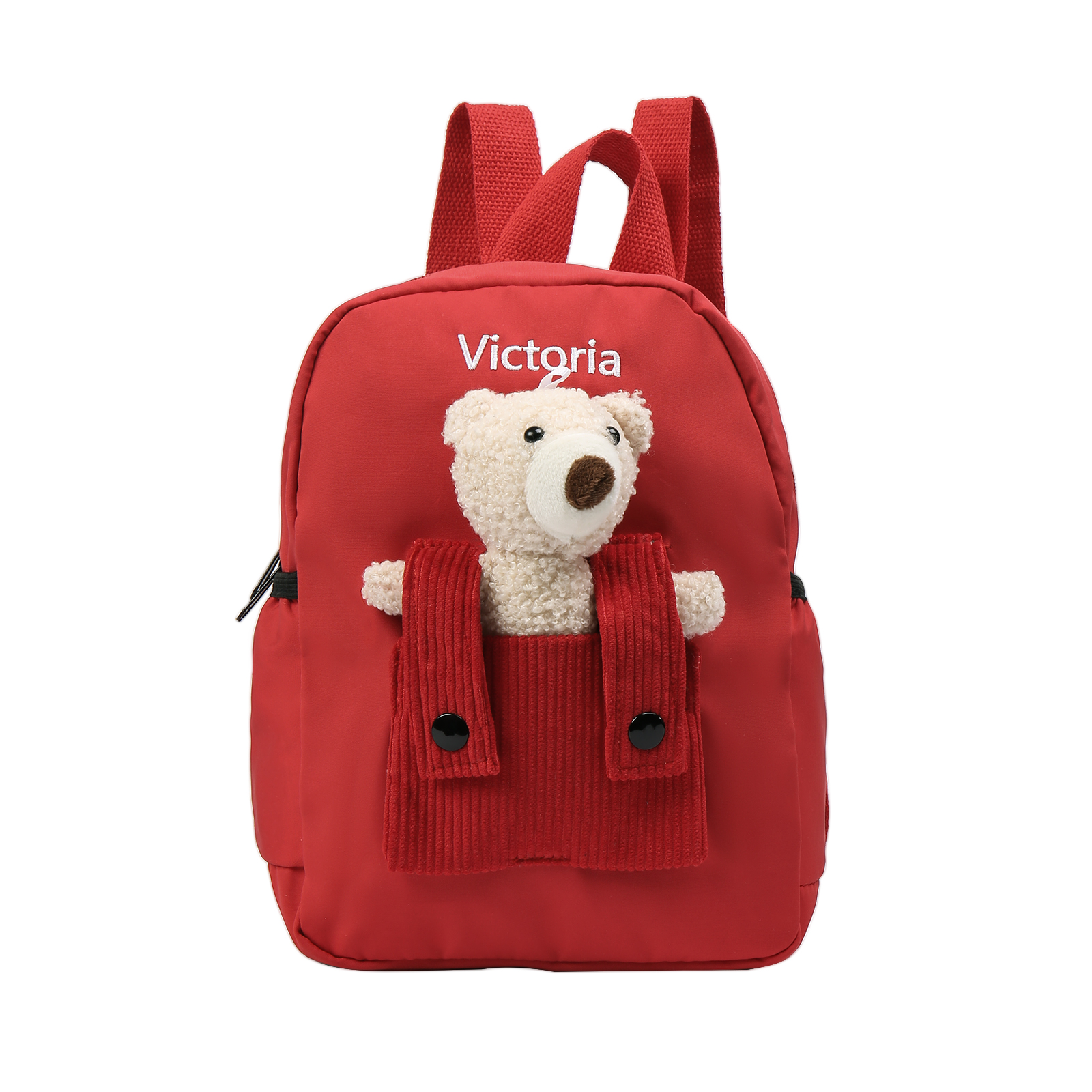 Personalised Bear School Bag Custom Name Canvas Backpack Back To School Gift for Kids-Jessemade AU